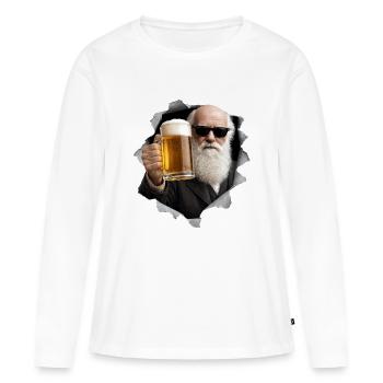 Charles Darwin tient une bière - T-shirt manches longues Premium bio Femme - blanc - Devant - Julia (174cm)