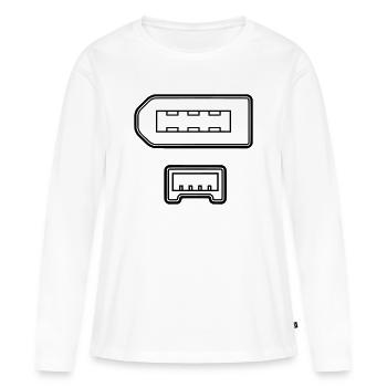 Connecteur fil de feu - T-shirt manches longues Premium bio Femme - blanc - Devant - Julia (174cm)
