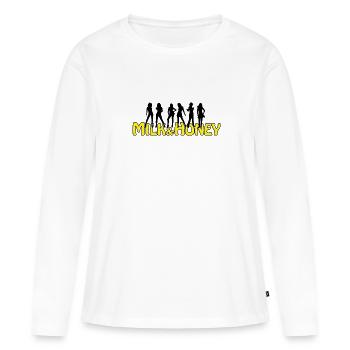 Lait et miel - T-shirt manches longues Premium bio Femme - blanc - Devant - Julia (174cm)