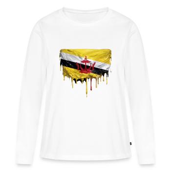 Art de la chute des drapeaux du Brunei - T-shirt manches longues Premium bio Femme - blanc - Devant - Julia (174cm)