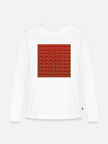 Rotes blüten-Muster persisch - Frauen Premium Bio Langarmshirt - Weiß