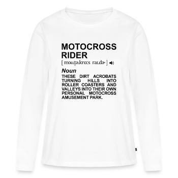 Description du pilote de motocross - T-shirt manches longues Premium bio Femme - blanc - Devant - Julia (174cm)
