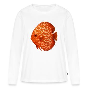 Oranger Diskusfisch-Aquarium Amazonas - Frauen Premium Bio Langarmshirt - Weiß - Vorne - Julia (174cm)