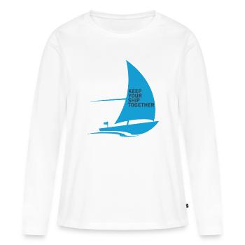 Régate Voile Chemise Voilier Yacht Équipage - T-shirt manches longues Premium bio Femme - blanc - Devant - Julia (174cm)