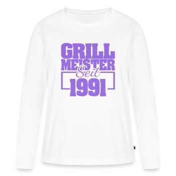 Grillbesteck 1991 - Frauen Premium Bio Langarmshirt - Weiß - Vorne - Julia (174cm)