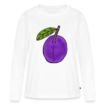 Prunes Fruits Prunes Prunes Jardinier amateur - T-shirt manches longues Premium bio Femme - blanc - Devant - Julia (174cm)