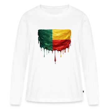 Drapeau du Bénin en forme de goutte d’eau - T-shirt manches longues Premium bio Femme - blanc - Devant - Julia (174cm)