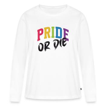 Mois de la Fierté LGBT - Fierté ou Mort - T-shirt manches longues Premium bio Femme - blanc - Devant - Julia (174cm)