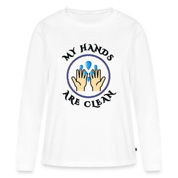 Mains propres - T-shirt manches longues Premium bio Femme - blanc - Devant - Julia (174cm)