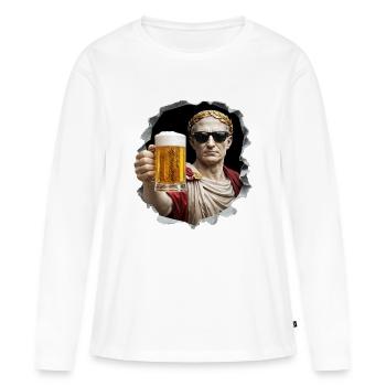  Caesar mit Bier und Sonnenbrille - Frauen Premium Bio Langarmshirt - Weiß - Vorne - Julia (174cm)