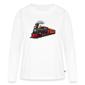 Klassische Dampflok auf Gleisen - Frauen Premium Bio Langarmshirt - Weiß - Vorne - Julia (174cm)
