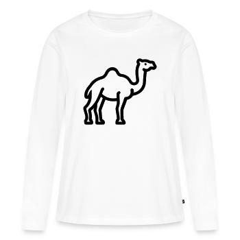 Kamel - Frauen Premium Bio Langarmshirt - Weiß - Vorne - Julia (174cm)