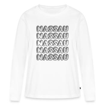 Motif bulle de Nassau Multi-Police - T-shirt manches longues Premium bio Femme - blanc - Devant - Julia (174cm)