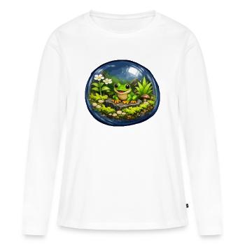 Grenouille dans le terrarium de verre - T-shirt manches longues Premium bio Femme - blanc - Devant - Julia (174cm)