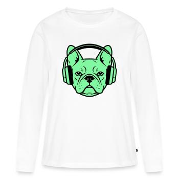 Casque Français Gamer Dog - T-shirt manches longues Premium bio Femme - blanc - Devant - Julia (174cm)