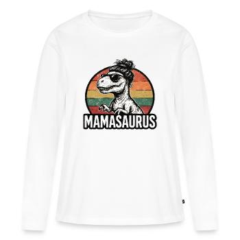Mamasaurus Maman Maman Idée de cadeau Humour Drôle - T-shirt manches longues Premium bio Femme - blanc - Devant - Julia (174cm)