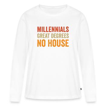 Millennials : Excellents diplômes. Pas de maison. - T-shirt manches longues Premium bio Femme - blanc - Devant - Julia (174cm)