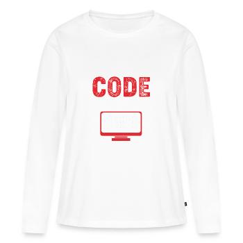 Codeur médical - T-shirt manches longues Premium bio Femme - blanc - Devant - Julia (174cm)
