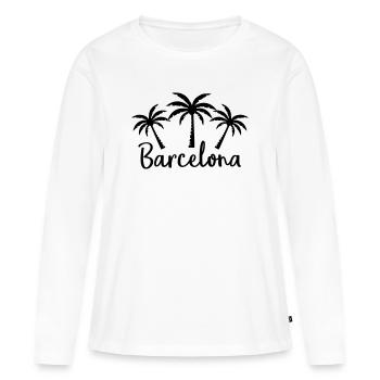 Barcelone - T-shirt manches longues Premium bio Femme - blanc - Devant - Julia (174cm)