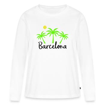 Barcelone - T-shirt manches longues Premium bio Femme - blanc - Devant - Julia (174cm)