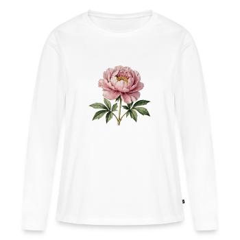 Vintage Rosy Sparkle Peony - Women's Premium Organic Long Sleeve Shirt - white - Front - Julia (174cm)