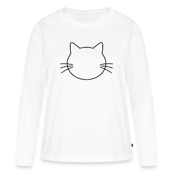 Tête de chat - T-shirt manches longues Premium bio Femme - blanc - Devant - Julia (174cm)