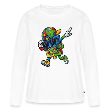 Regenbogenpuzzle-Maskottchen - Frauen Premium Bio Langarmshirt - Weiß - Vorne - Julia (174cm)