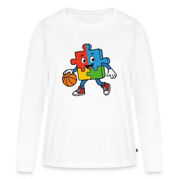 Une pièce de puzzle colorée dribble au basket - T-shirt manches longues Premium bio Femme - blanc - Devant - Julia (174cm)