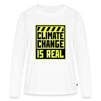 Le changement climatique est la véritable science du changement climatique - T-shirt manches longues Premium bio Femme - blanc - Devant - Julia (174cm)
