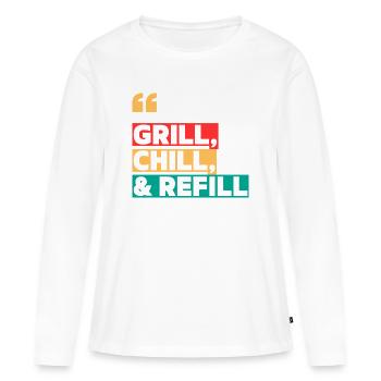Grill, Refroidissement & Remplissage - T-shirt manches longues Premium bio Femme - blanc - Devant - Julia (174cm)