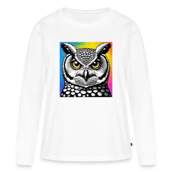 hibou - T-shirt manches longues Premium bio Femme - blanc - Devant - Julia (174cm)