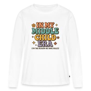 Daughter Family Humor In My Middle Child Era - Women's Premium Organic Long Sleeve Shirt - white - Front - Julia (174cm)