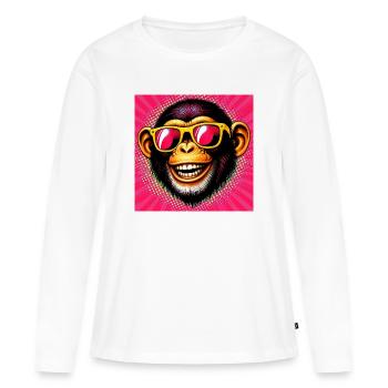 Chimpanzee Monkey - Women's Premium Organic Long Sleeve Shirt - white - Front - Julia (174cm)