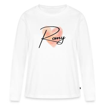 Romy Name für Mädchenname Baby Girl Baby Shower - Frauen Premium Bio Langarmshirt - Weiß - Vorne - Julia (174cm)