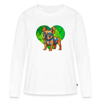 Art rétro de l’attaquant rétro du Bulldog Football Pro Français - T-shirt manches longues Premium bio Femme - blanc - Devant - Julia (174cm)