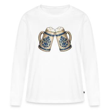 Ornement de chopes de bière - T-shirt manches longues Premium bio Femme - blanc - Devant - Julia (174cm)