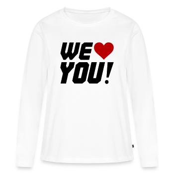Silhouette en contraste de cœur - T-shirt manches longues Premium bio Femme - blanc - Devant - Julia (174cm)