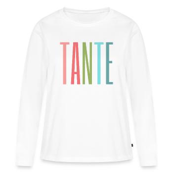Tante Design Coloré – Cadeau personnel pour Tante - T-shirt manches longues Premium bio Femme - blanc - Devant - Julia (174cm)