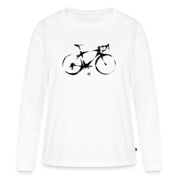 Rennrad minimalistische Tusche Illustration - Frauen Premium Bio Langarmshirt - Weiß - Vorne - Julia (174cm)
