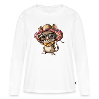 Sombrero drôle de Mouse Comic - T-shirt manches longues Premium bio Femme - blanc - Devant - Julia (174cm)