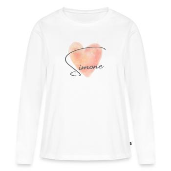 Simone Nom pour le prénom de fille Baby Girl Baby Shower - T-shirt manches longues Premium bio Femme - blanc - Devant - Julia (174cm)