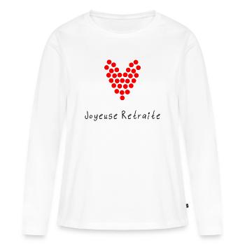 RETRAITE. RETRAITE. RETRAITEE. RETRAITE - T-shirt manches longues Premium bio Femme - blanc - Devant - Julia (174cm)