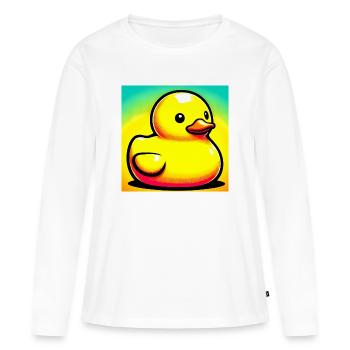 Ente Ente Ente Ente Ente - Frauen Premium Bio Langarmshirt - Weiß - Vorne - Julia (174cm)