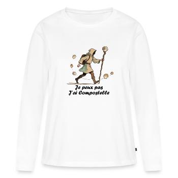 Je peux pas j'ai chemin de compostelle - T-shirt manches longues Premium bio Femme - blanc - Devant - Julia (174cm)