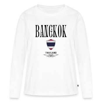 Souvenir Bangkok, elegantes Design Bangkok - Frauen Premium Bio Langarmshirt - Weiß - Vorne - Julia (174cm)