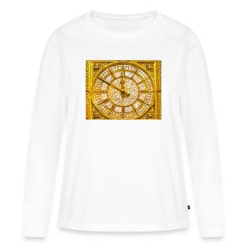 Horloge baroque d’or - T-shirt manches longues Premium bio Femme - blanc - Devant - Julia (174cm)