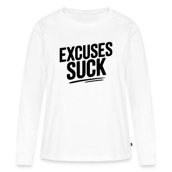 Les excuses sont nulles - T-shirt manches longues Premium bio Femme - blanc - Devant - Julia (174cm)