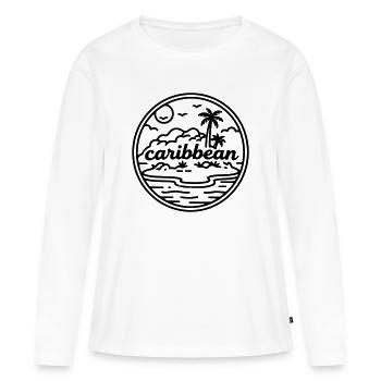 Îles des Caraïbes - T-shirt manches longues Premium bio Femme - blanc - Devant - Julia (174cm)