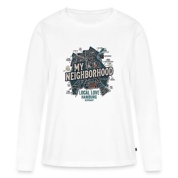 Hambourg Mon quartier - T-shirt manches longues Premium bio Femme - blanc - Devant - Julia (174cm)