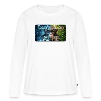 Ne soyez pas un singe : Contraste IA - T-shirt manches longues Premium bio Femme - blanc - Devant - Julia (174cm)